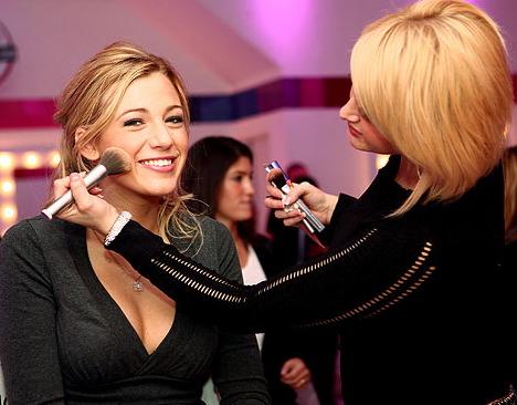 Blake Gets Makeup. Lovely and Lively: Blake on the set of Gossip Girl.