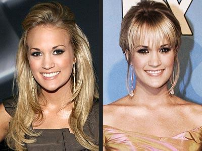 Which is your favorite Carrie Underwood look? Bangs or no bangs? Write in.